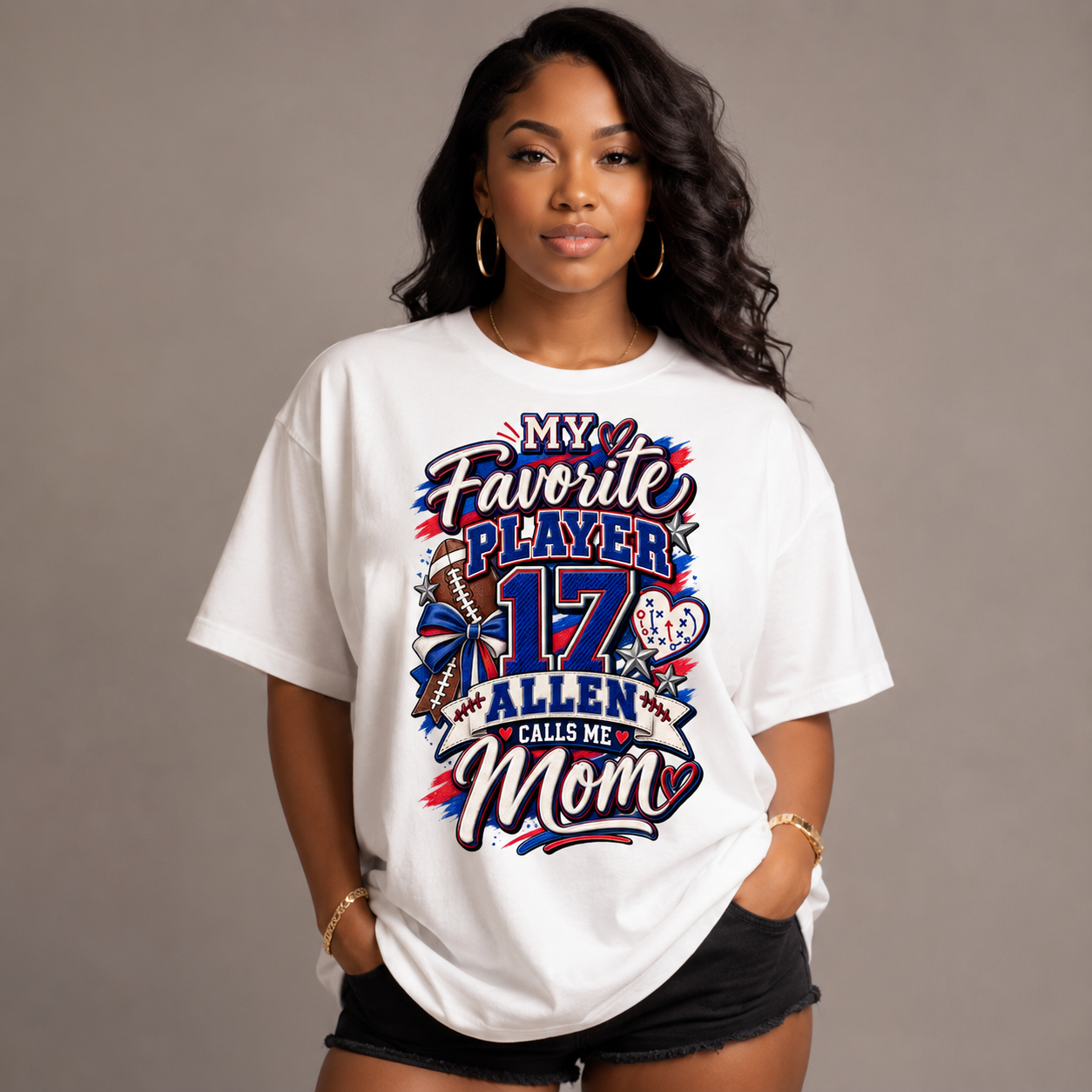 Personalized “My Favorite Player Calls Me Mom” Football Mom T-Shirt