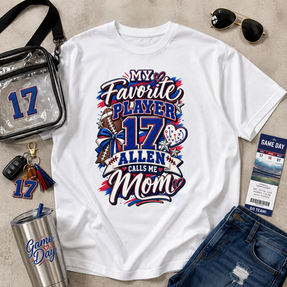 Personalized “My Favorite Player Calls Me Mom” Football Mom T-Shirt