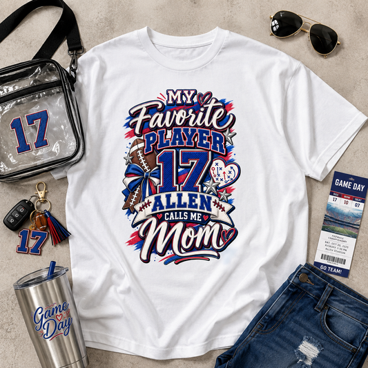 Personalized “My Favorite Player Calls Me Mom” Football Mom T-Shirt