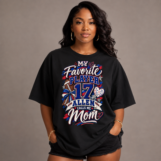 Personalized “My Favorite Player Calls Me Mom” Football Mom T-Shirt