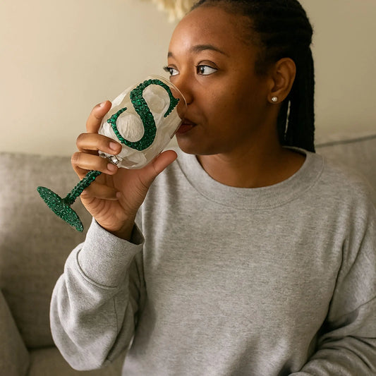 Cheers in Style: Custom Bling Wine Glass with Initial – Handcrafted Crystal Rhinestone Stemware Gift Product vendor