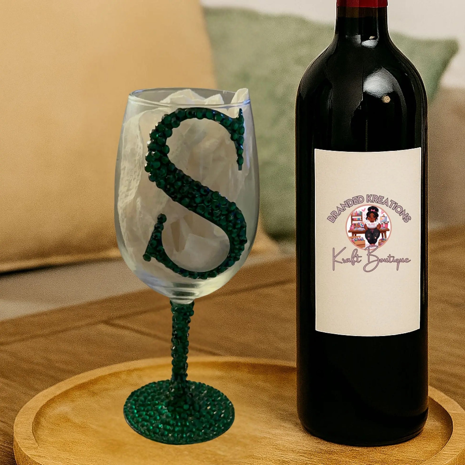 Cheers in Style: Custom Bling Wine Glass with Initial – Handcrafted Crystal Rhinestone Stemware Gift Product vendor