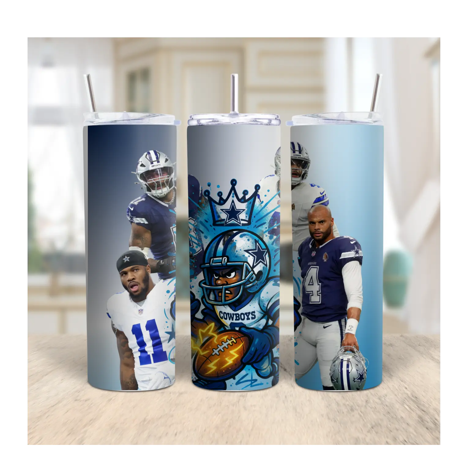Dallas Cowboys 20oz Tumbler – NFL Football Fan Cup with Star Players & Graffiti Art | Game Day Gift for Him or Her Product vendor