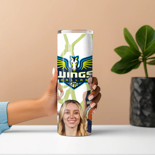 Dallas Wings Tumbler – Paige Bueckers Basketball Cup – 20oz Skinny Tumbler with Straw – WNBA Fan Gift, Sports Drinkware, Custom Wrap Design Product vendor