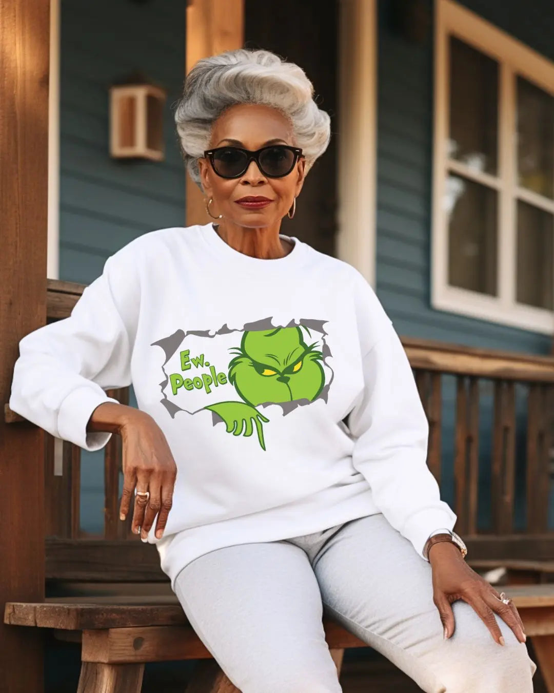 Ew, People Grinch Sweatshirt - Funny Anti-Social Graphic Pullover Branded Kreations Kraft Boutique