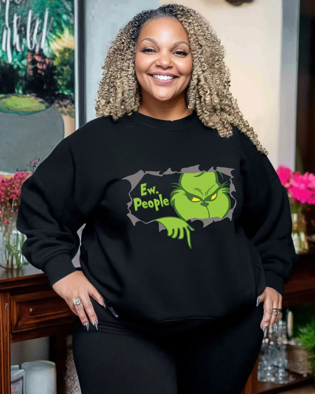 Ew, People Grinch Sweatshirt - Funny Anti-Social Graphic Pullover Branded Kreations Kraft Boutique