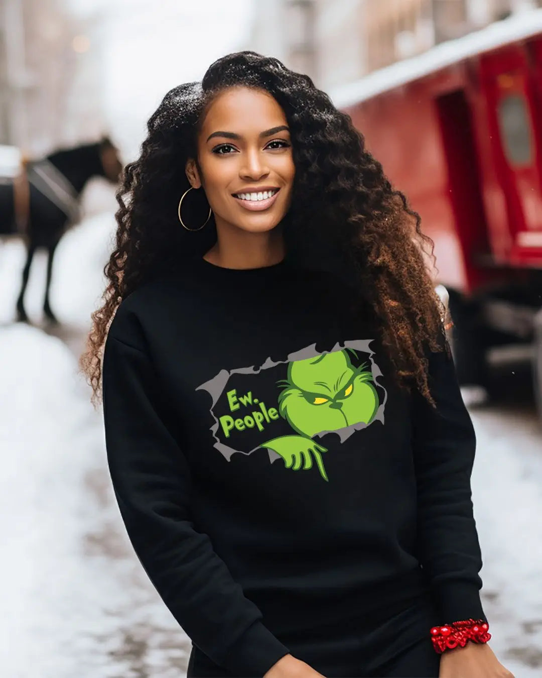 Ew, People Grinch Sweatshirt - Funny Anti-Social Graphic Pullover Branded Kreations Kraft Boutique