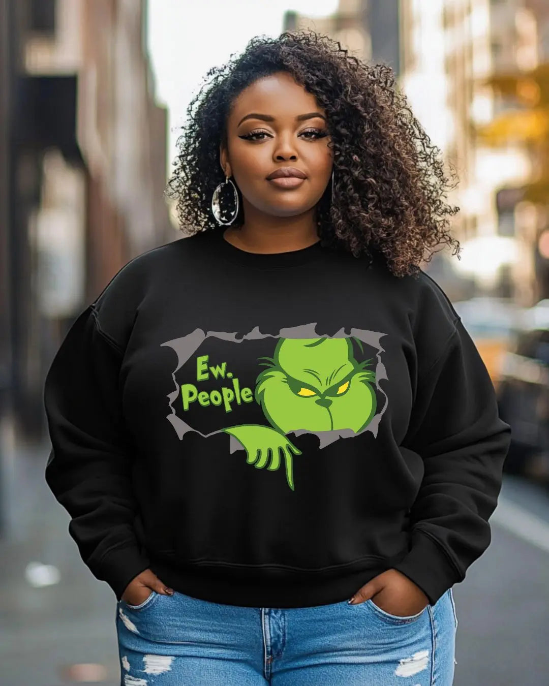 Ew, People Grinch Sweatshirt - Funny Anti-Social Graphic Pullover Branded Kreations Kraft Boutique