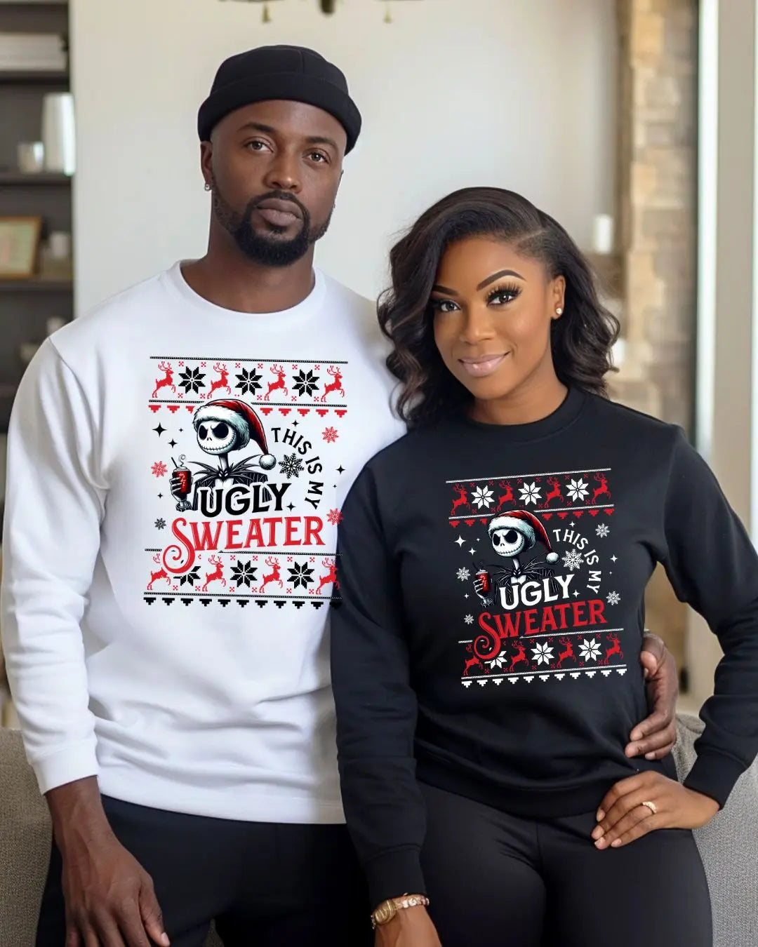 Funny ‘This Is My Ugly Sweater’ Christmas Sweatshirt – Holiday Party Vibes with Skelly Santa! Branded Kreations Kraft Boutique