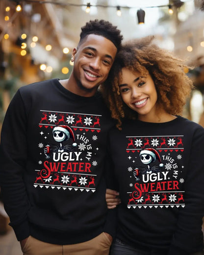 Funny ‘This Is My Ugly Sweater’ Christmas Sweatshirt – Holiday Party Vibes with Skelly Santa! Branded Kreations Kraft Boutique