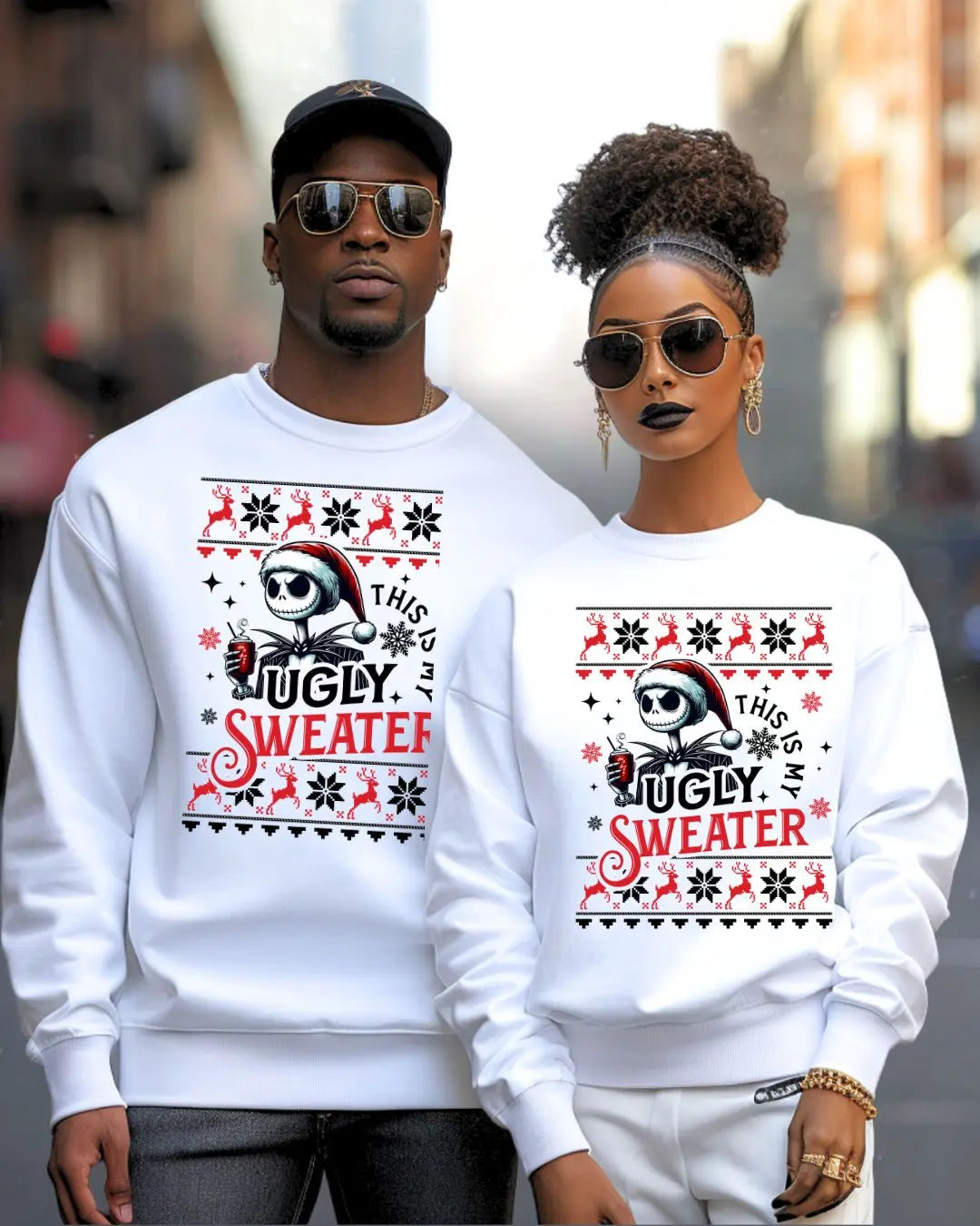 Funny ‘This Is My Ugly Sweater’ Christmas Sweatshirt – Holiday Party Vibes with Skelly Santa! Branded Kreations Kraft Boutique