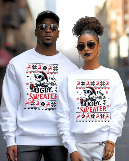 Funny ‘This Is My Ugly Sweater’ Christmas Sweatshirt – Holiday Party Vibes with Skelly Santa! Branded Kreations Kraft Boutique