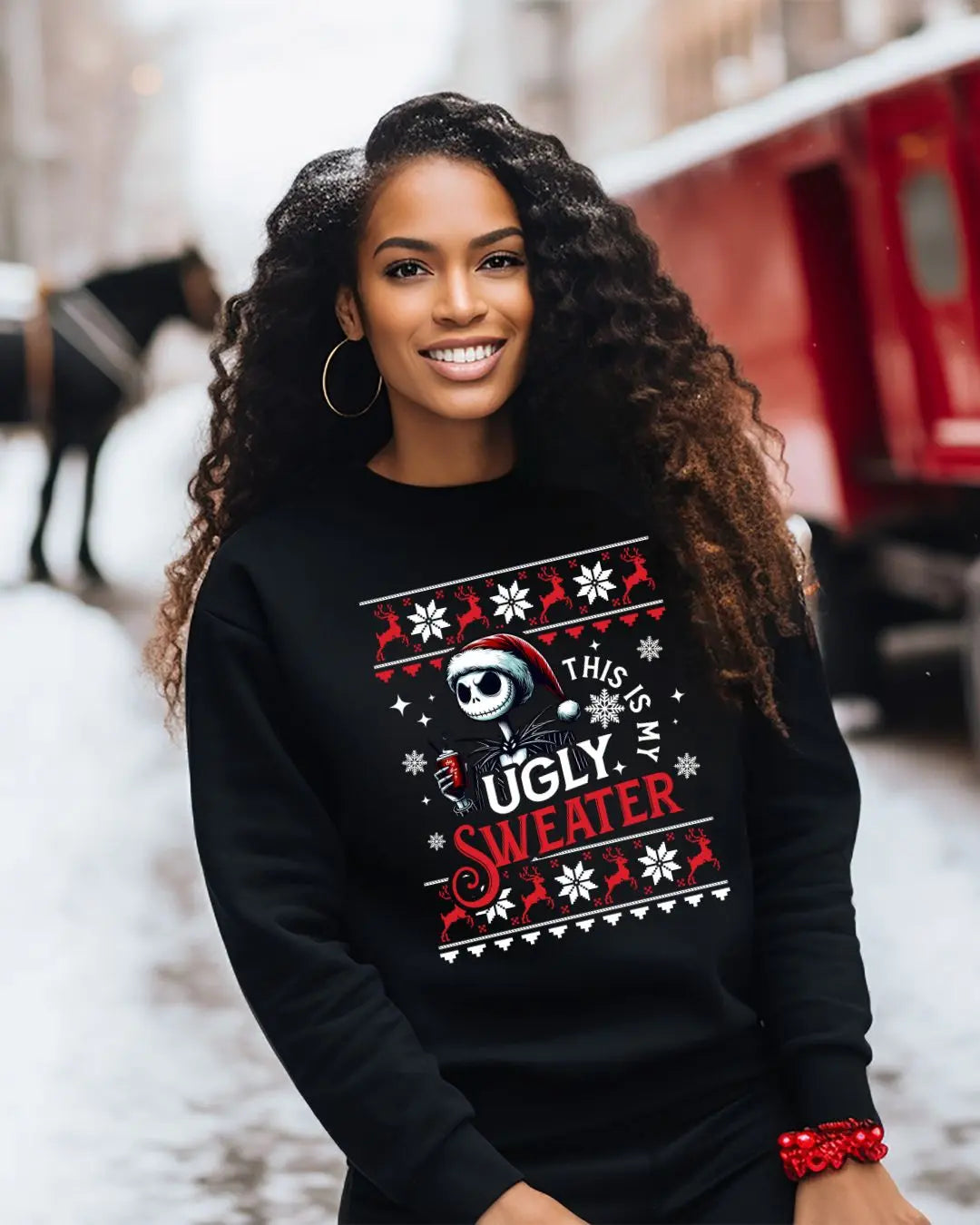 Funny ‘This Is My Ugly Sweater’ Christmas Sweatshirt – Holiday Party Vibes with Skelly Santa! Branded Kreations Kraft Boutique