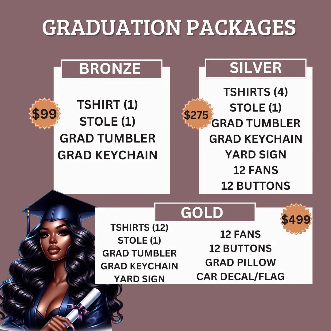 🎓 Graduation Celebration Packages – Bronze, Silver & Gold Branded Kreations Kraft Boutique