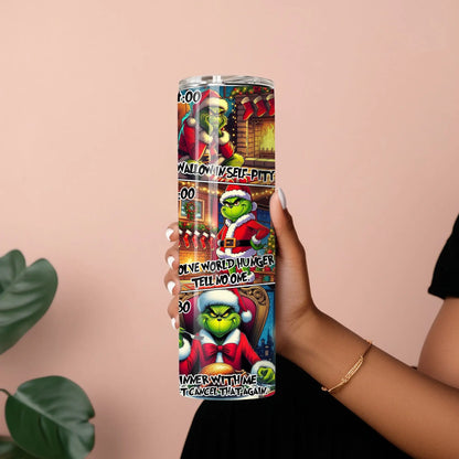 Grinch Christmas Schedule Stainless Steel Tumbler – Festive & Funny Holiday Drinkware Branded Kreations Kraft Boutique