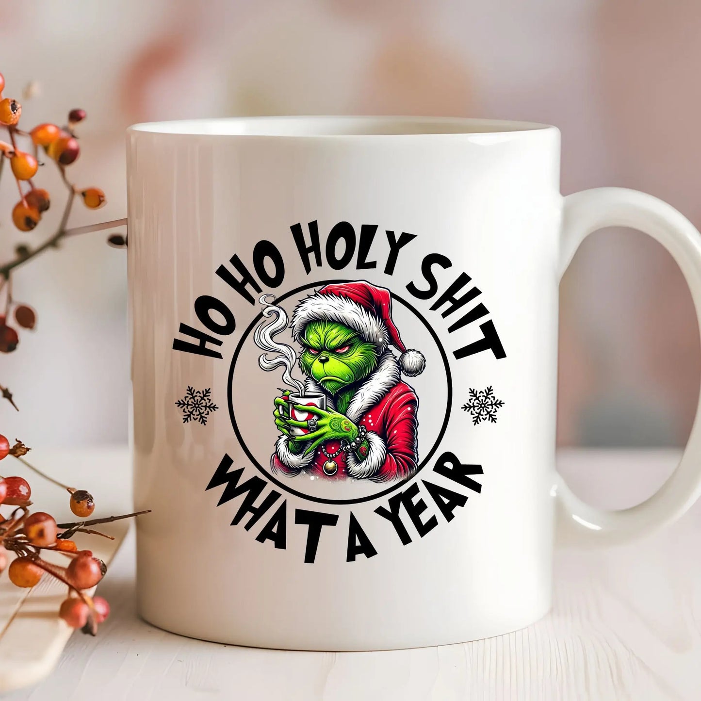 Ho Ho Holy Sh*t What a Year Mug – Funny Christmas Coffee Cup Gift Branded Kreations Kraft Boutique