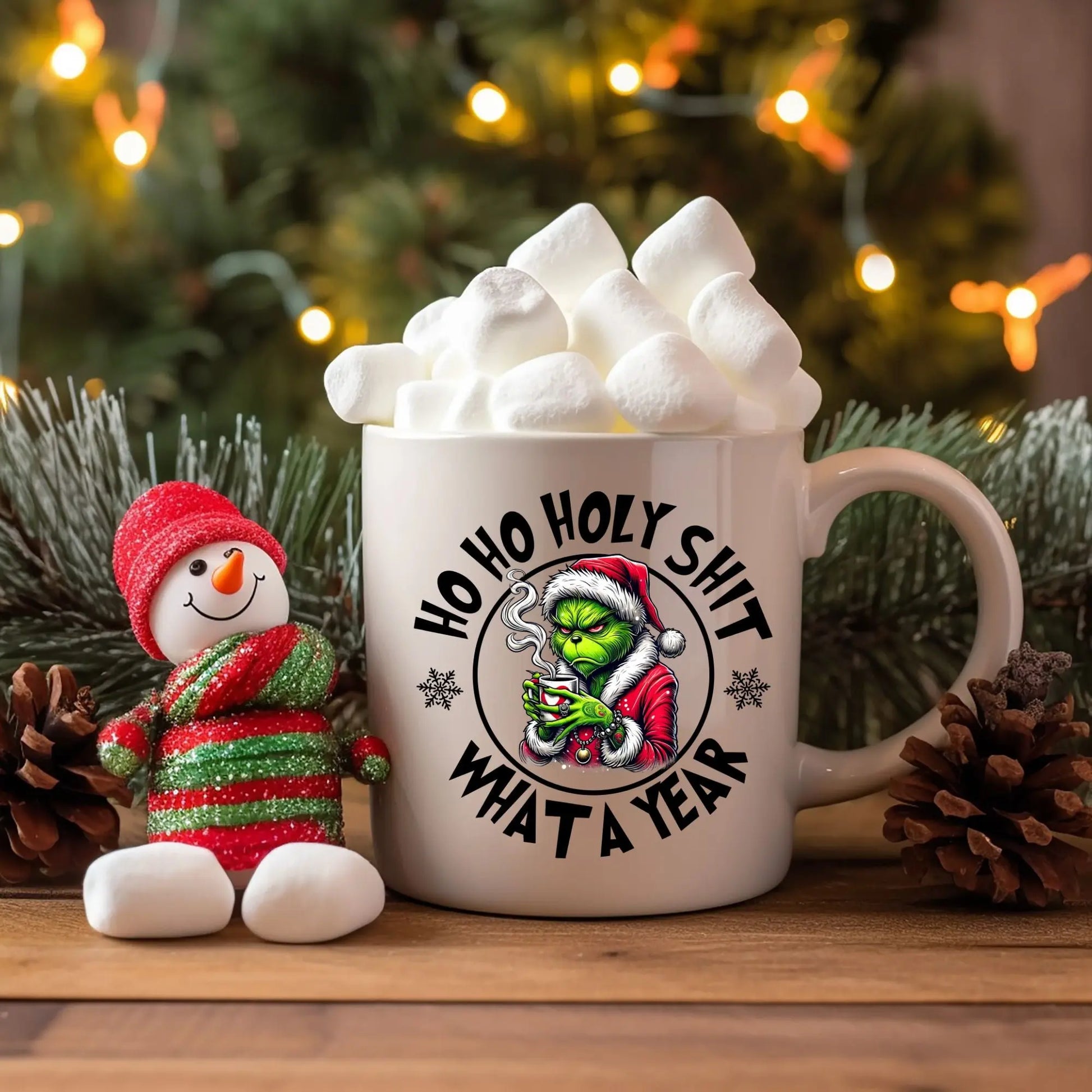 Ho Ho Holy Sh*t What a Year Mug – Funny Christmas Coffee Cup Gift Branded Kreations Kraft Boutique