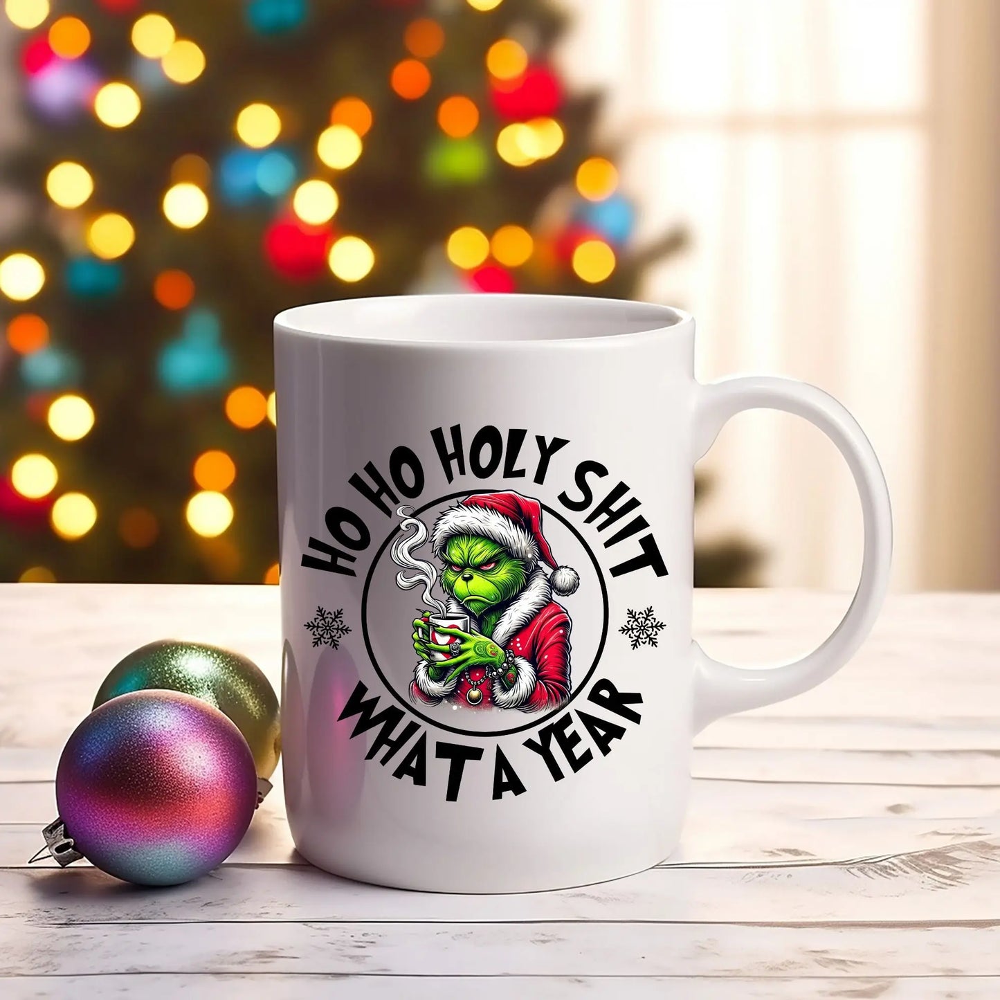 Ho Ho Holy Sh*t What a Year Mug – Funny Christmas Coffee Cup Gift Branded Kreations Kraft Boutique