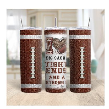 I Love Big Sacks Football Tumbler – Funny Game Day Cup for Women, 20oz Leopard Heart Stainless Steel Gift Product vendor
