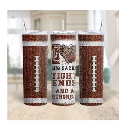 I Love Big Sacks Football Tumbler – Funny Game Day Cup for Women, 20oz Leopard Heart Stainless Steel Gift Product vendor