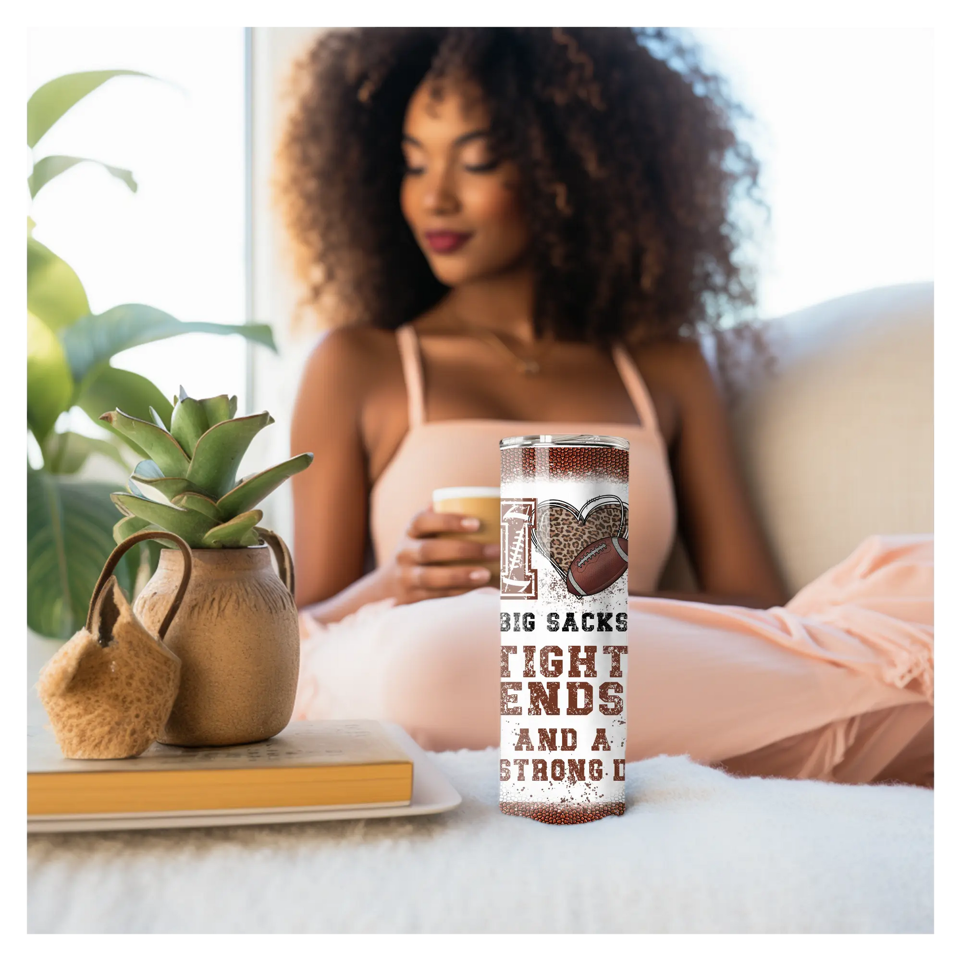 I Love Big Sacks Football Tumbler – Funny Game Day Cup for Women, 20oz Leopard Heart Stainless Steel Gift Product vendor