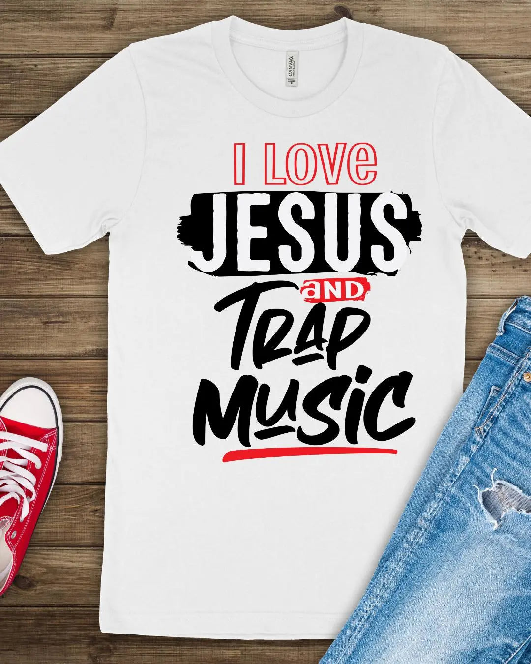 “I Love Jesus and Trap Music” Statement Tee Branded Kreations