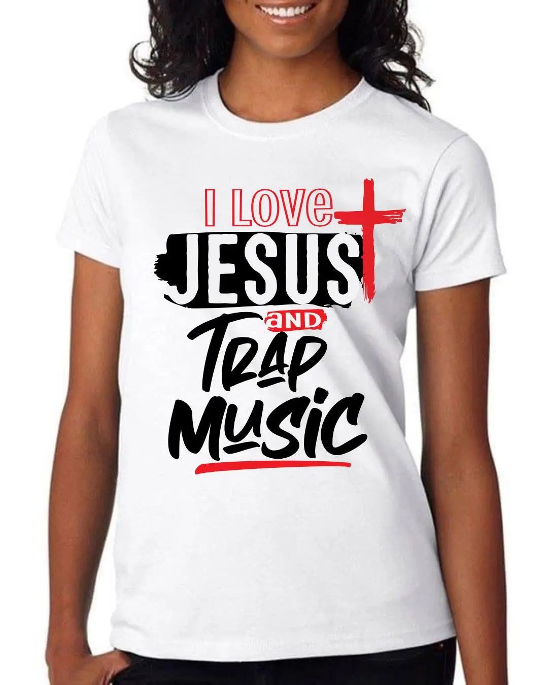 “I Love Jesus and Trap Music” Statement Tee Branded Kreations