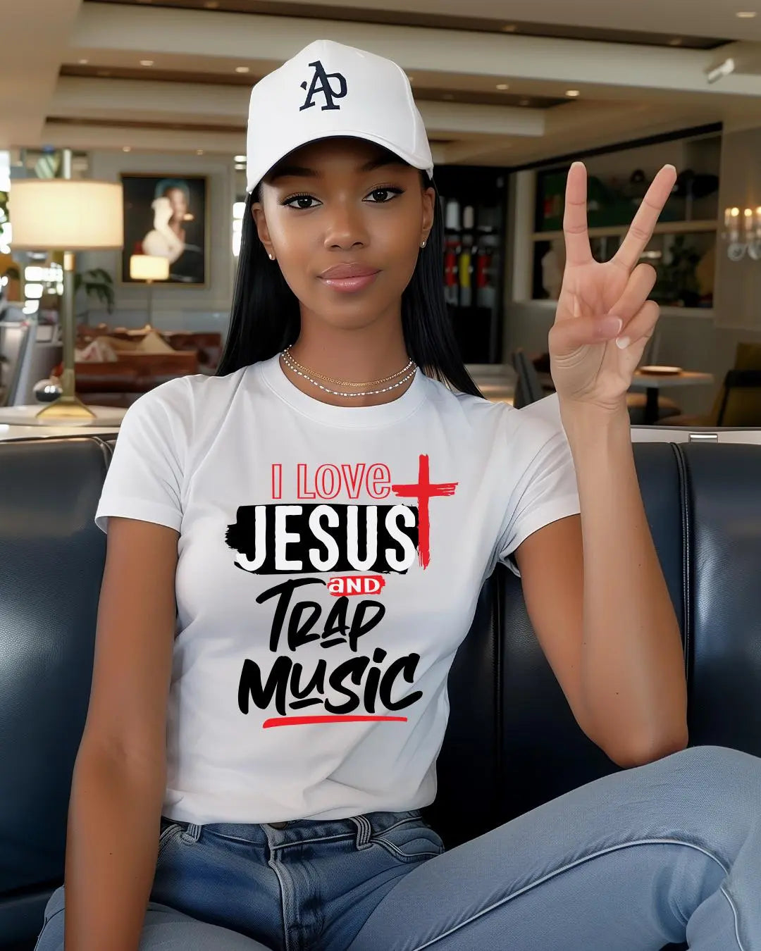 “I Love Jesus and Trap Music” Statement Tee Branded Kreations