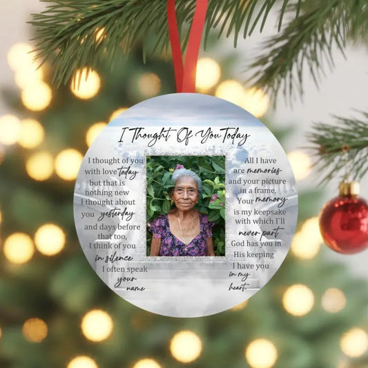 I Thought of You Today Memorial Ornament – Personalized Photo Remembrance Ornament, Loved One in Heaven Christmas Keepsake, In Memory Ornament Product vendor