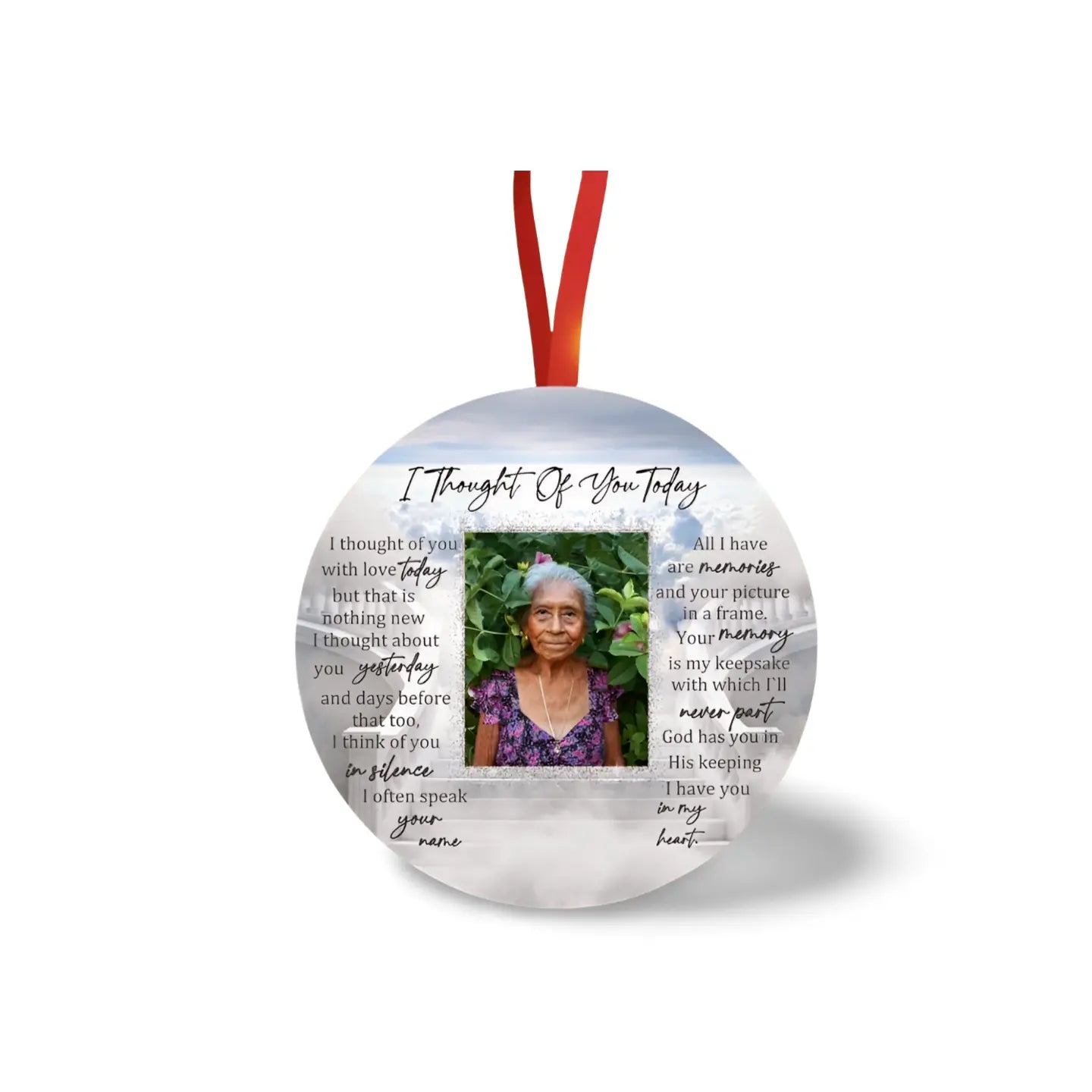I Thought of You Today Memorial Ornament – Personalized Photo Remembrance Ornament, Loved One in Heaven Christmas Keepsake, In Memory Ornament Product vendor