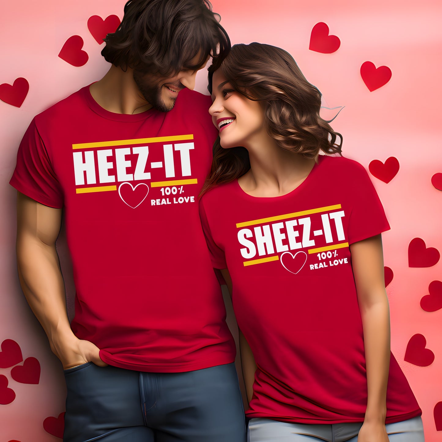 Heez-It & Sheez-It Couple T-Shirts - 100% Real Love Matching Tees Branded Kreations Kraft Boutique