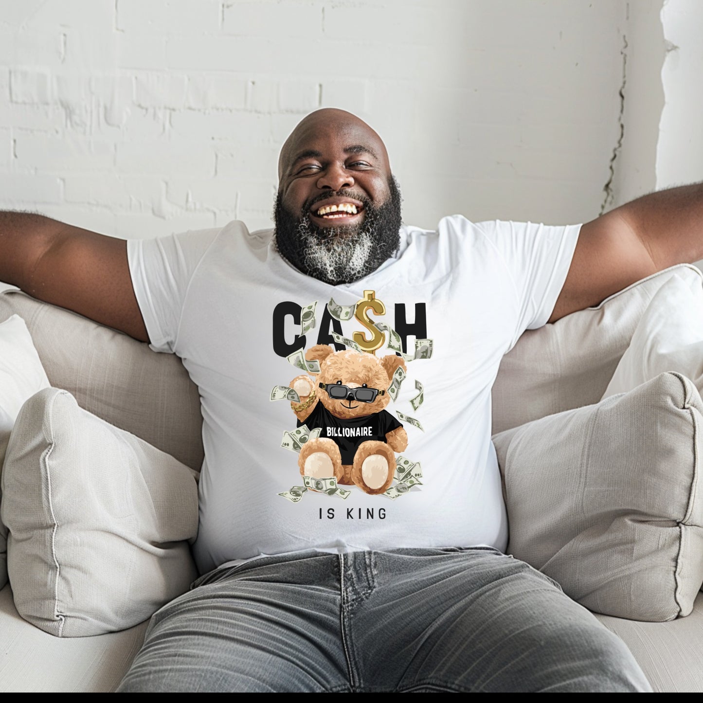 Cash is King T-Shirt – Trendy Billionaire Teddy Bear Desig Branded Kreations Kraft Boutique