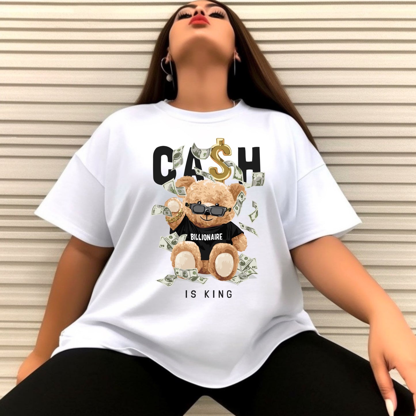 Cash is King T-Shirt – Trendy Billionaire Teddy Bear Desig Branded Kreations Kraft Boutique