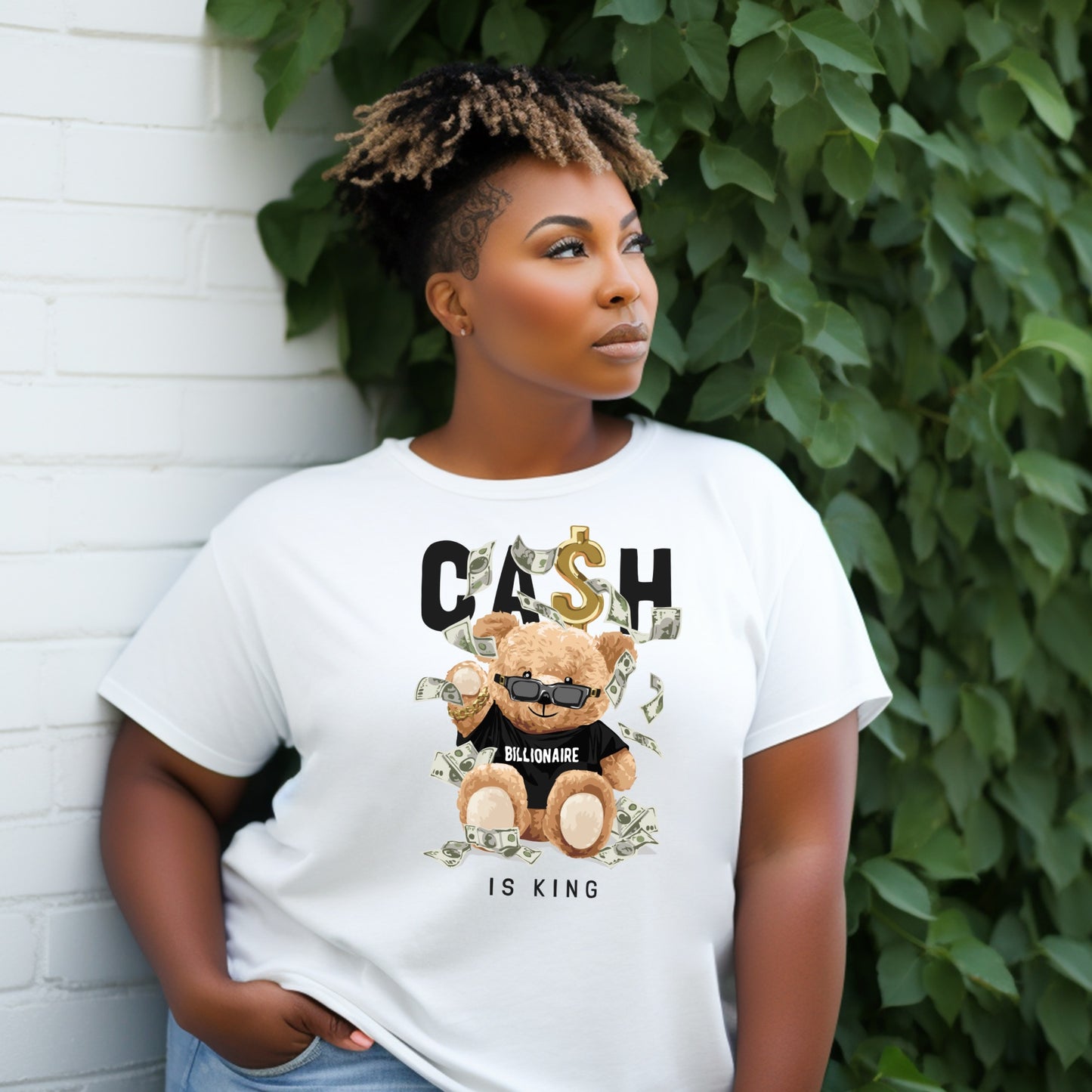 Cash is King T-Shirt – Trendy Billionaire Teddy Bear Desig Branded Kreations Kraft Boutique