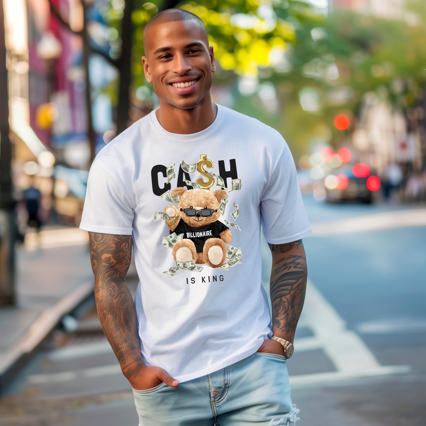 Cash is King T-Shirt – Trendy Billionaire Teddy Bear Desig Branded Kreations Kraft Boutique