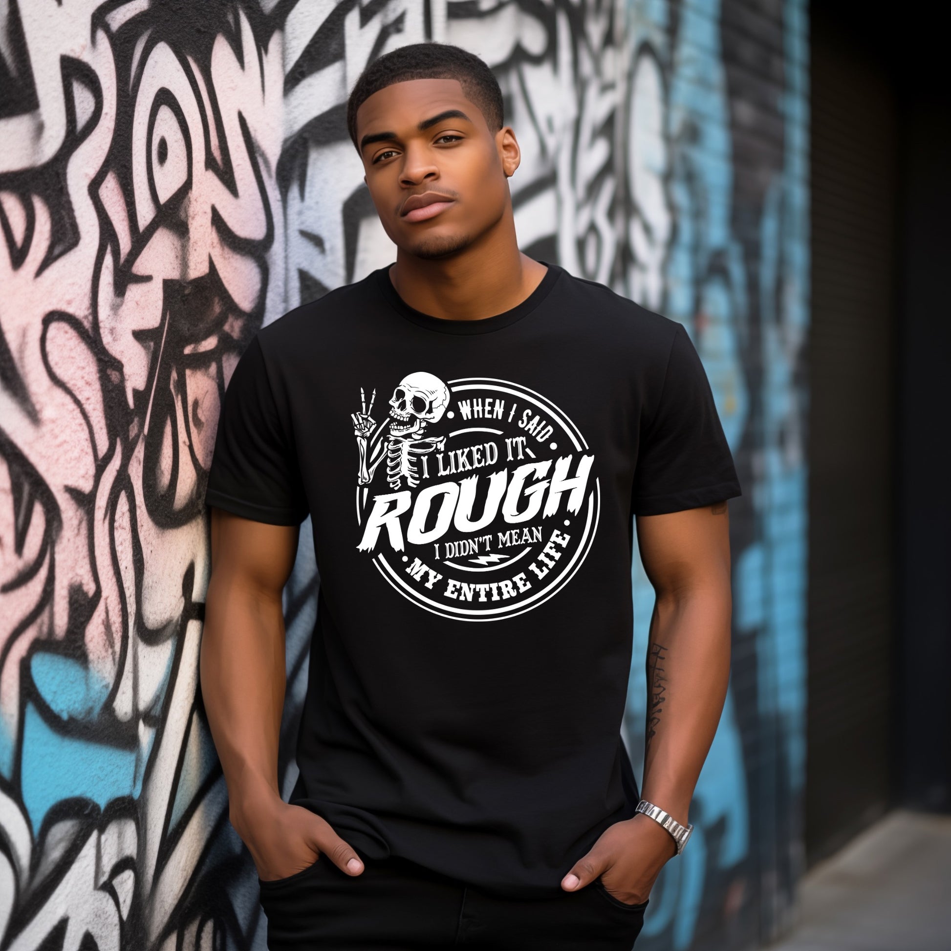 “When I Said I Liked It Rough” Funny Skeleton T-Shirt Branded Kreations Kraft Boutique