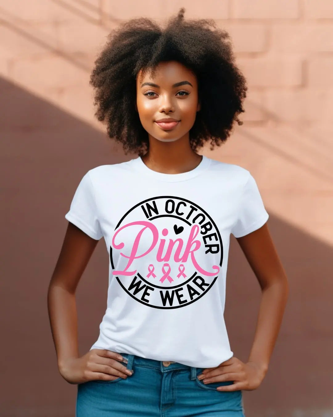 “In October We Wear Pink” Breast Cancer Awareness Unisex T-Shirt Branded Kreations Kraft Boutique