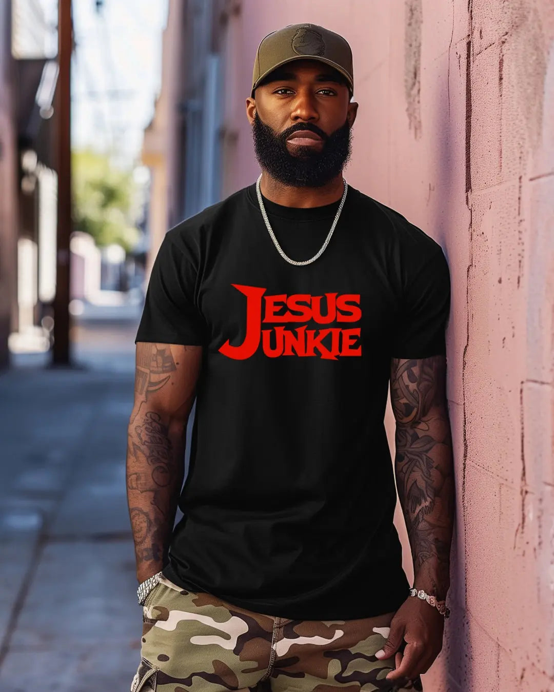 Jesus Junkie Unisex Graphic Tee - Bold Faith Statement T-Shirt for Trendsetter Branded Kreations Kraft Boutique