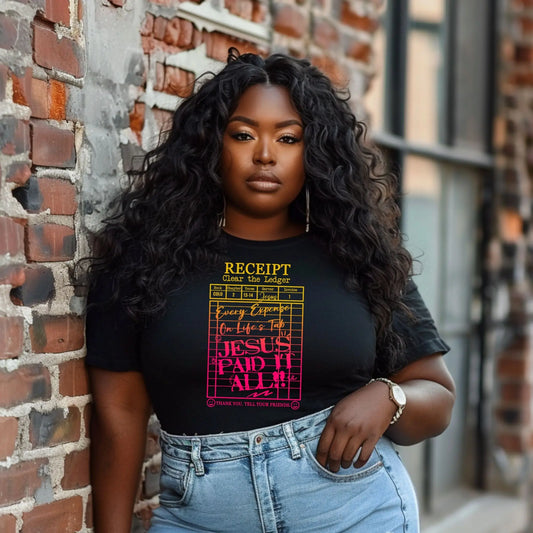 “Jesus Paid It All” Faith Receipt Graphic Tee – Unisex Christian T-Shirt Product vendor