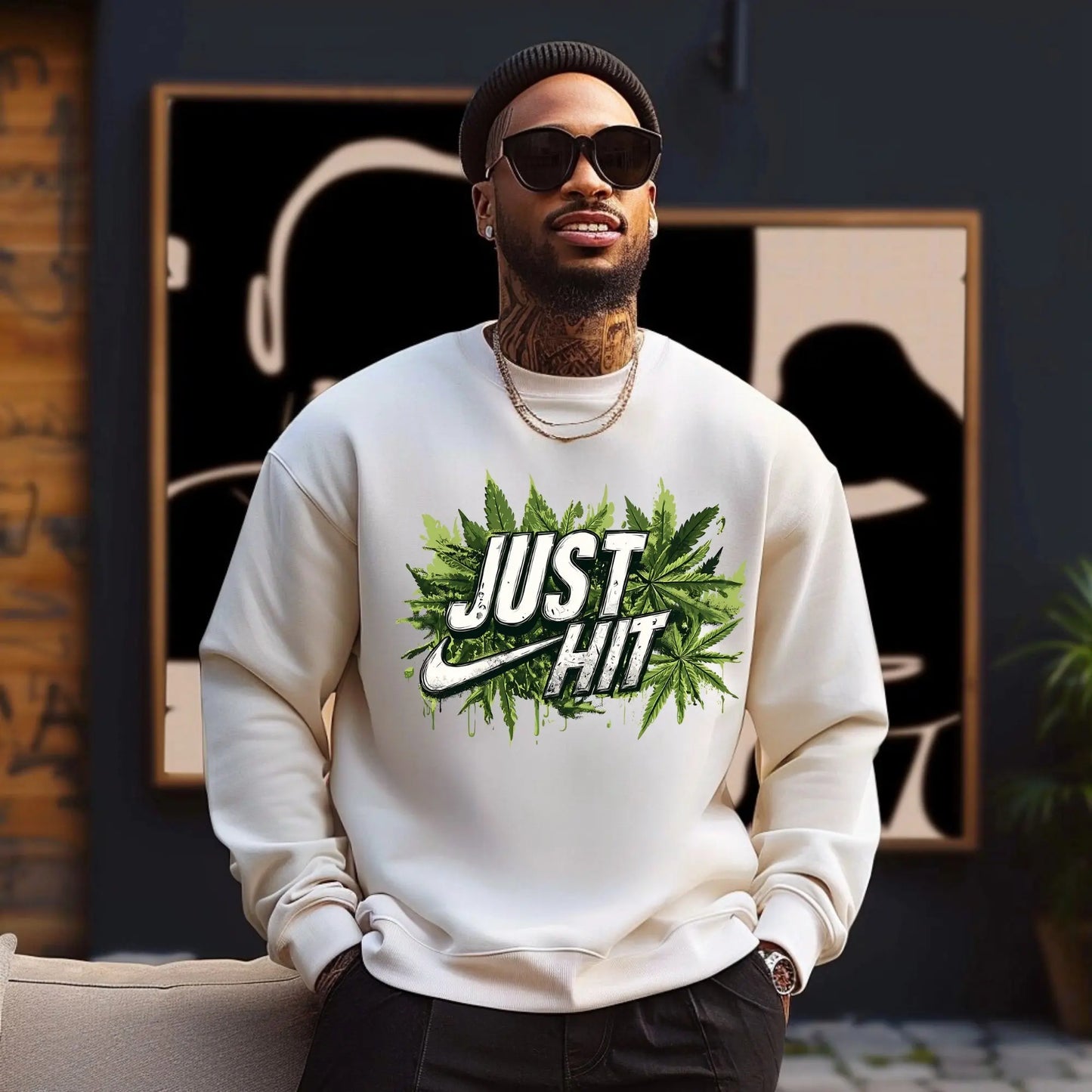 Just Hit Graphic Sweatshirt – Cannabis-Inspired Streetwear for Trendsetters Branded Kreations Kraft Boutique