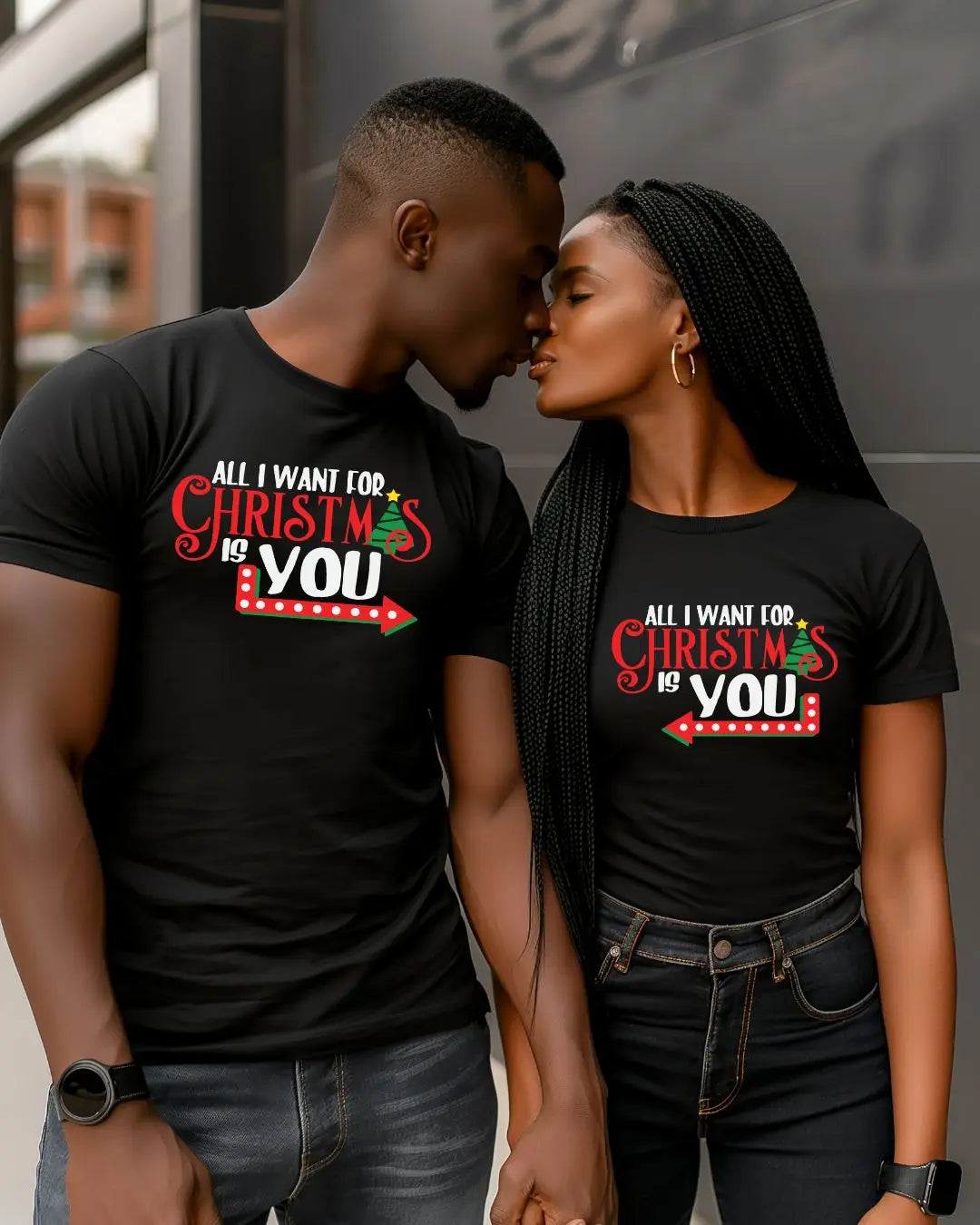 Matching Couple Sweatshirts – "All I Want for Christmas is You" Festive Holiday Set Branded Kreations Kraft Boutique