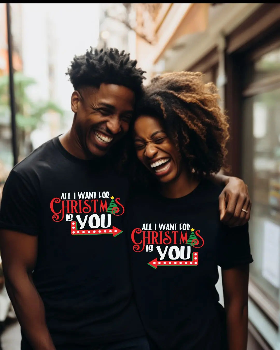 Matching Couple Sweatshirts – "All I Want for Christmas is You" Festive Holiday Set Branded Kreations Kraft Boutique