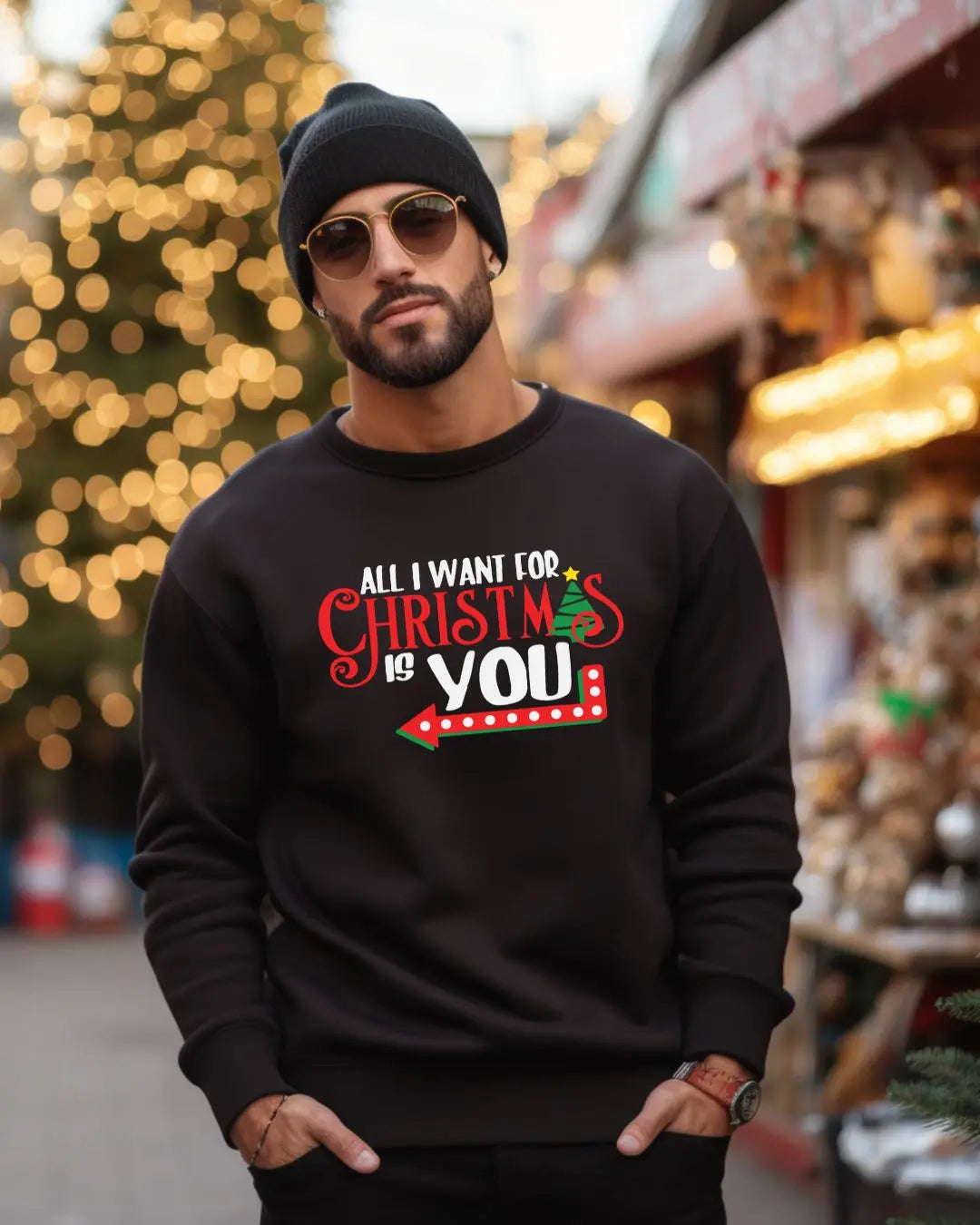 Matching Couple Sweatshirts – "All I Want for Christmas is You" Festive Holiday Set Branded Kreations Kraft Boutique