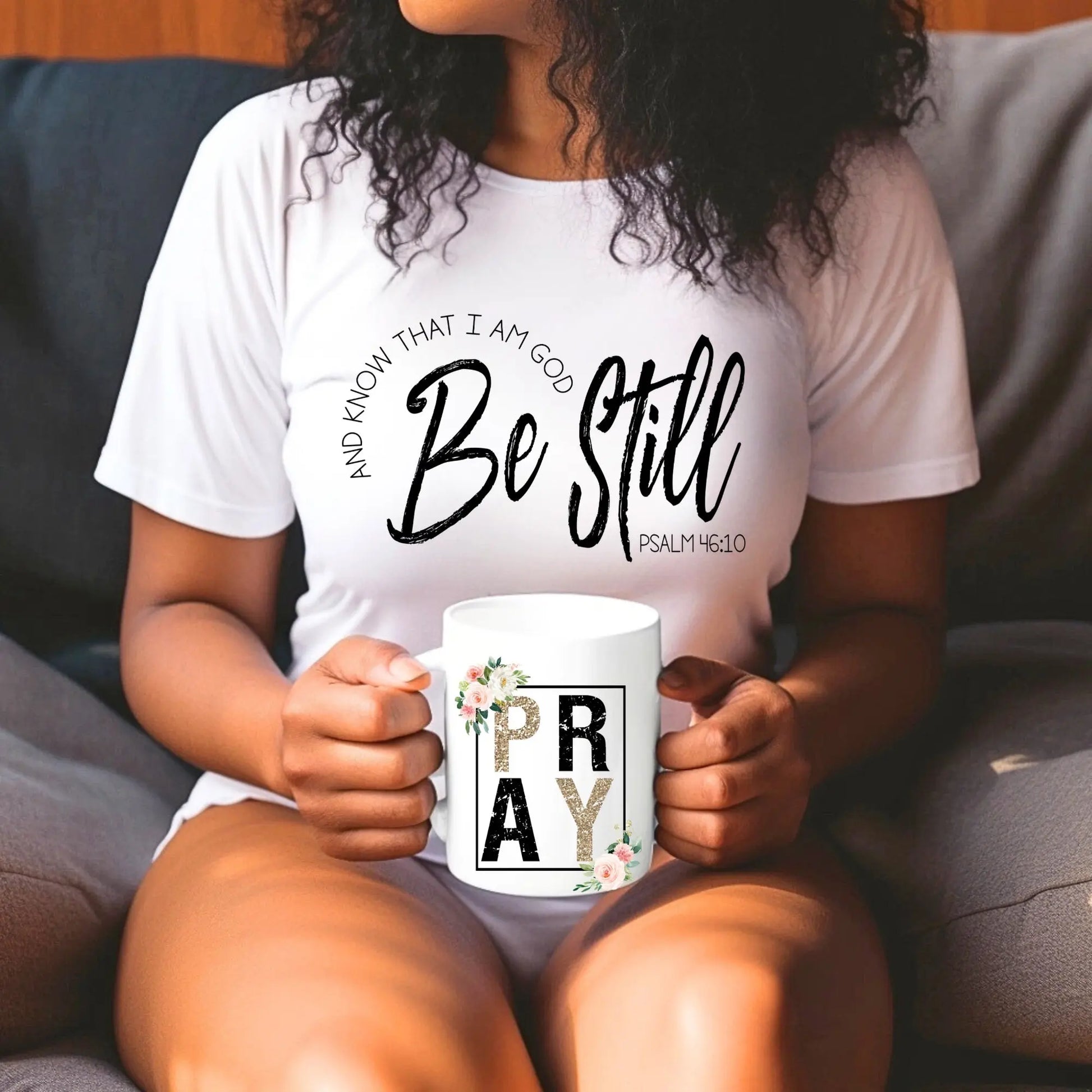 PRAY Floral Glitter Mug – Inspirational Faith Coffee Cup for Women Product vendor