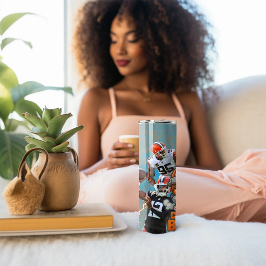 Shedeur Sanders & Myles Garrett 20oz Stainless Steel Tumbler – Football Fan Travel Cup with Straw | Game Day Sports Drinkware Product vendor