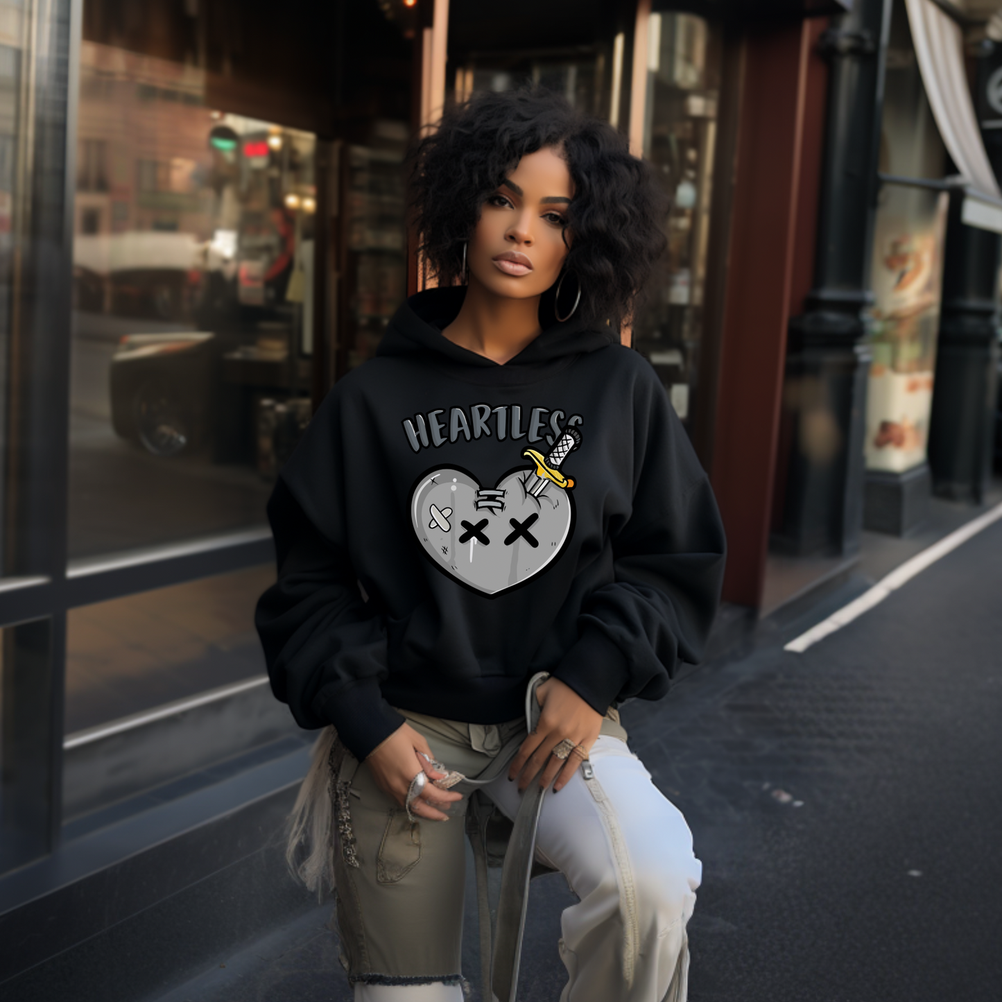 Heartless Hoodie – Black Unisex Sweatshirt with Edgy Broken Heart Design Branded Kreations Kraft Boutique