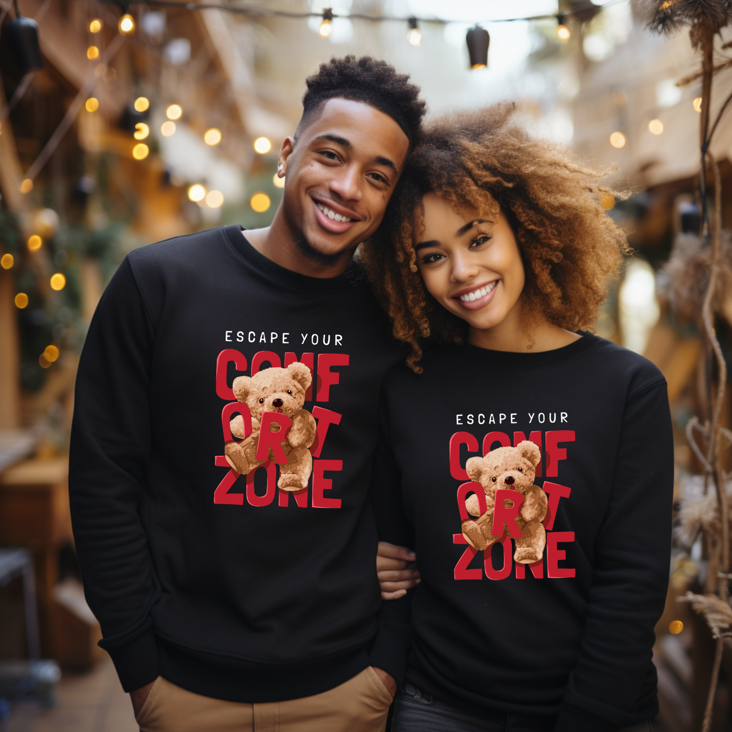 Escape Your Comfort Zone Sweatshirt – Motivational Teddy Bear Pullover Branded Kreations Kraft Boutique