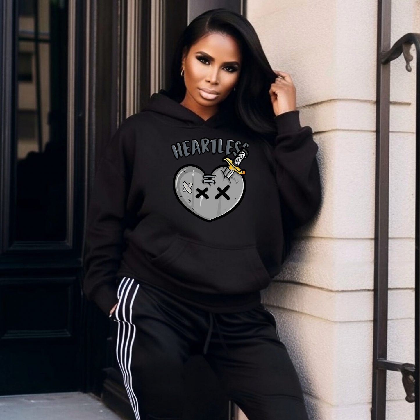 Heartless Hoodie – Black Unisex Sweatshirt with Edgy Broken Heart Design Branded Kreations Kraft Boutique