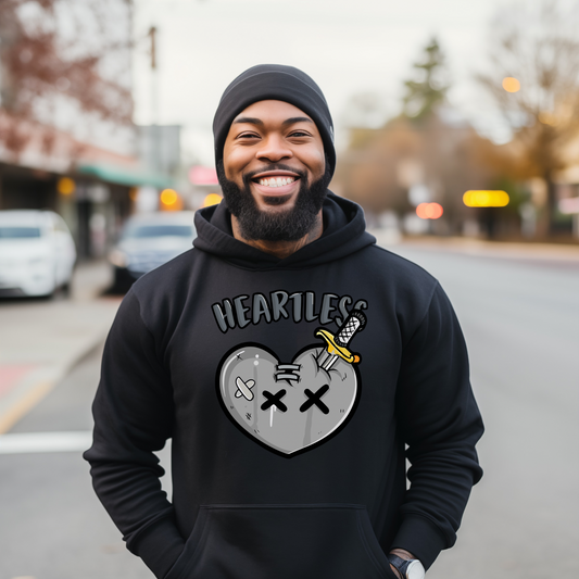 Heartless Hoodie – Black Unisex Sweatshirt with Edgy Broken Heart Design Branded Kreations Kraft Boutique