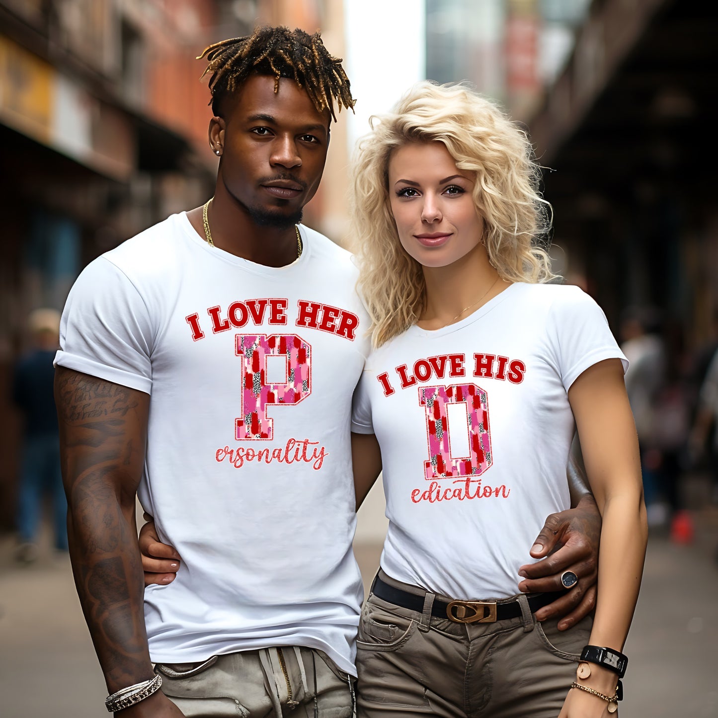 I Love Her Personality & I Love His Dedication T-Shirts – Funny Couple Tees Branded Kreations Kraft Boutique